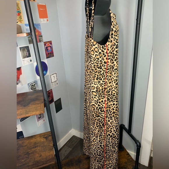 Leopard Print Jumpsuit Topshop Wide Leg Cropped with Red Stripe Sides - Picture 10 of 17